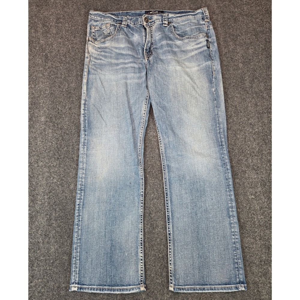 Silver Jeans Co Gordie Jeans Mens 38x34 Blue Light Wash Loose Fit Straight Leg